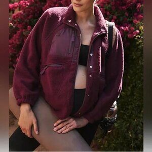 NWT FP Movement X Hatch Hit The Slopes Fleece Jacket Deep Maroon size- SMALL